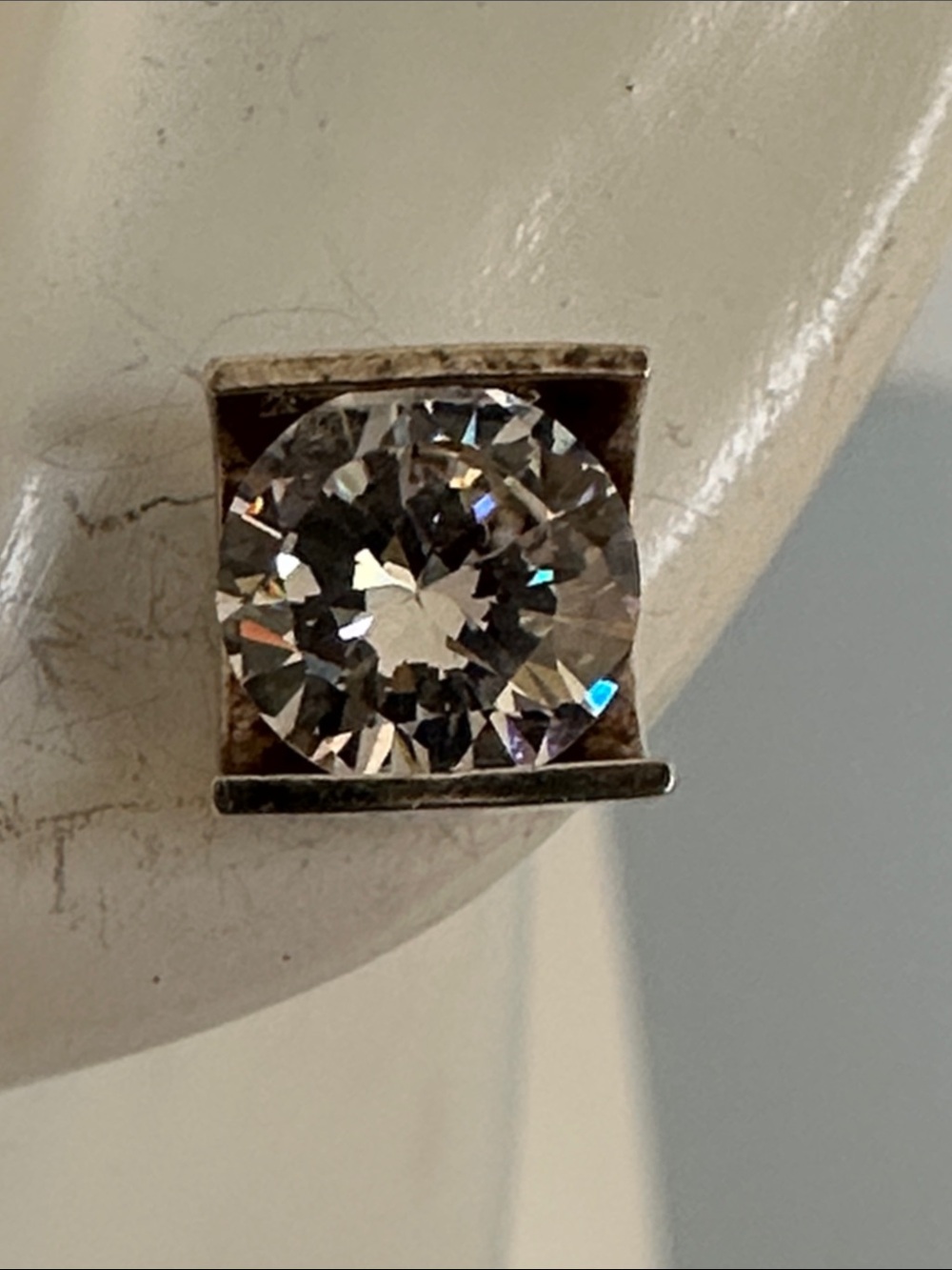 Classic 9k White Gold Cubic Zirconia Stud Earrings - Picture 2 of 8